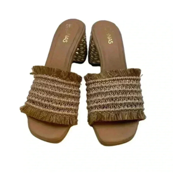 kanna Shoes - KAANAS Sumatra Frayed Upper Heel in Natural Woven, synthetic upper, jute…